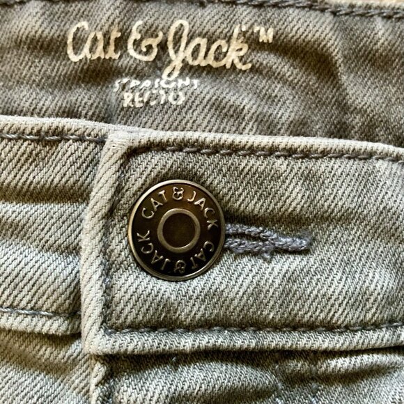 Vtg Jeans Distressed Light Gray 5 Pocket Adjustable Waist Boys Sz 16 CAT & JACK - Picture 13 of 16